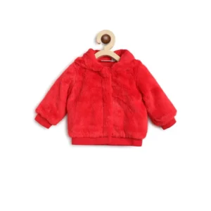 Cardigan ouvert sur le devant en fourrure avec capuche Rouge réf:09898 – Image 1